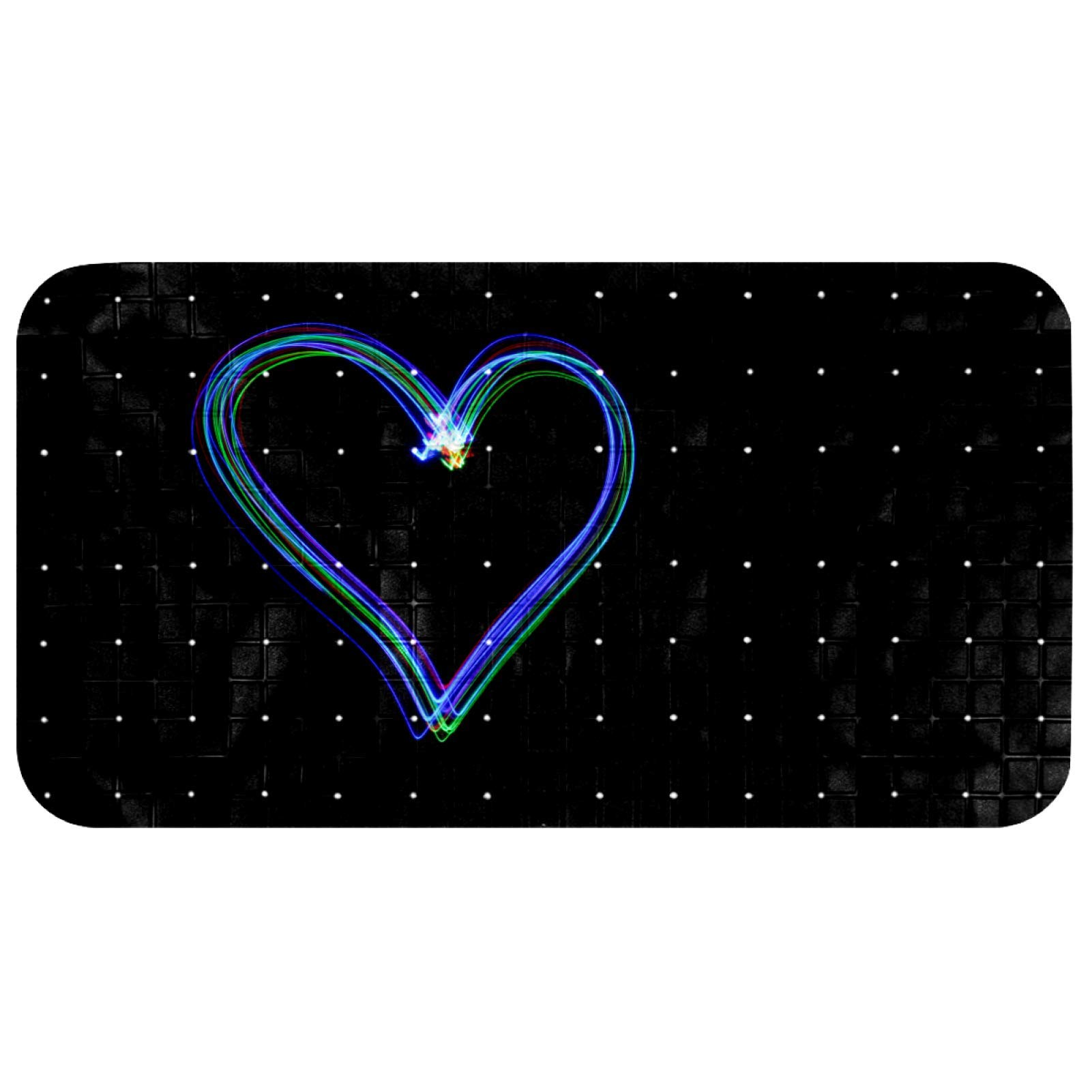 Tapis de bain tapis de douche lavable en machine forme cœur 68 cm Bennigiry