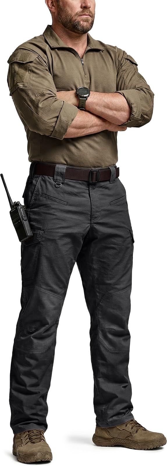 CQR Men's Flex Ripstop Tactical Pants, Water Resistant Stretch Cargo Pants, Lightweight EDC Hiking Work Pants — view 3