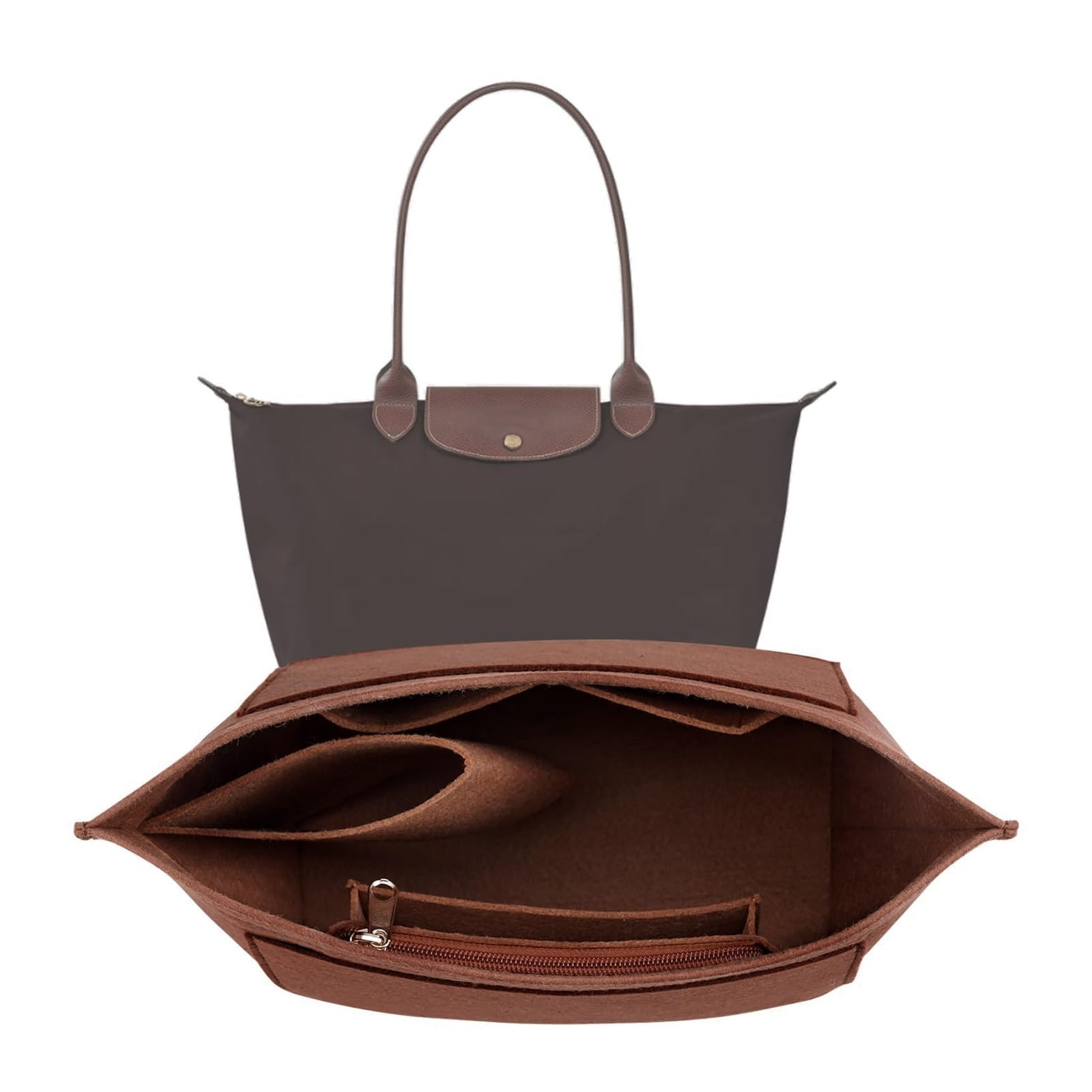 NJIEzhao Felt Handbag Insert Purse Organizer Insert, Felt Bag For Handbag(Coffee,S)