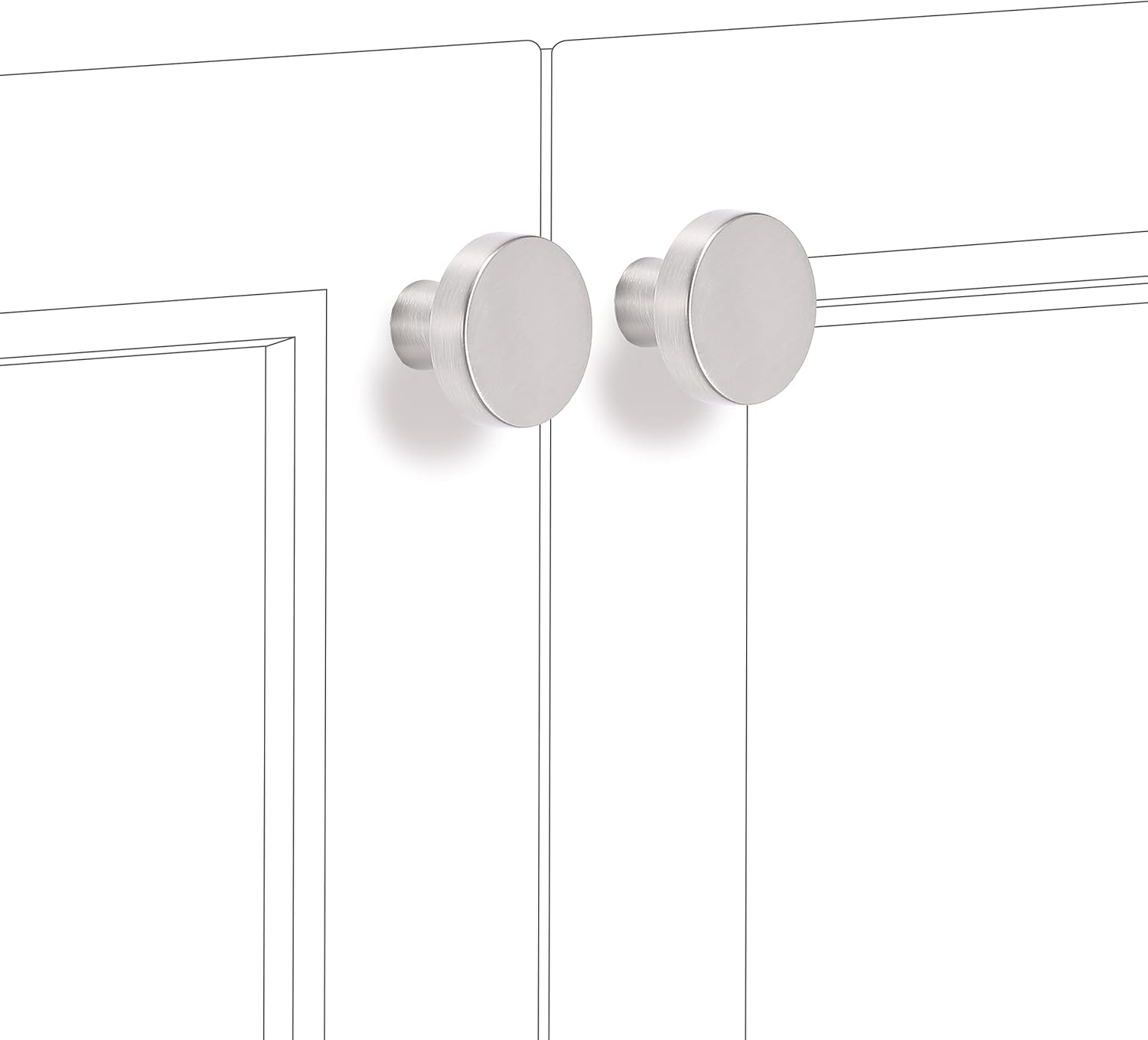 COTYKILEY 10 Pack Brushed Satin Nickel Kitchen Cabinet Knobs Solid Silver Drawer Knobs Dresser Knobs Cabinet Hardware
