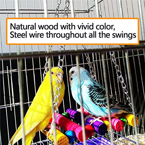 image for WHALE LEAPING 12 Packs Bird Parrot Swing Chewing Toys,Hanging Bell Bir