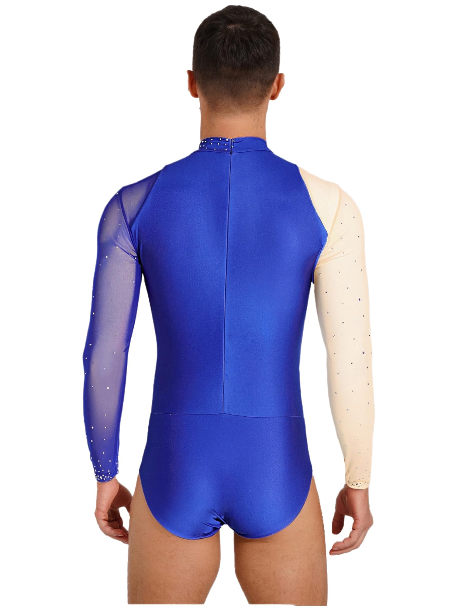 inhzoy Costume Hommes Danse Artistique Paillettes Strass Patinage Figure Ballet Gymnastique