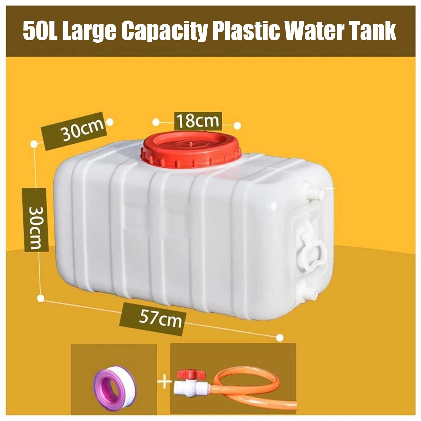 Bidon eau Accueil De Qualité Alimentaire Grand Seau En Plastique 25L/50L/100L/150L/200L，Stockage De Seaux De Bidon Pour Le Camping Randonnée En Plein Air Urgence D'urgence Ouragan équipement(Size:50L)