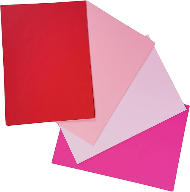 Mother's Day A4 Card Stock Pack, Sheets to Make Your Own Mother's Day Cards, Smooth Sheets of Pale Pink, Hot Pink, Red & White A4 160gsm Card for Mothers Day Crafts & Card Making Projects