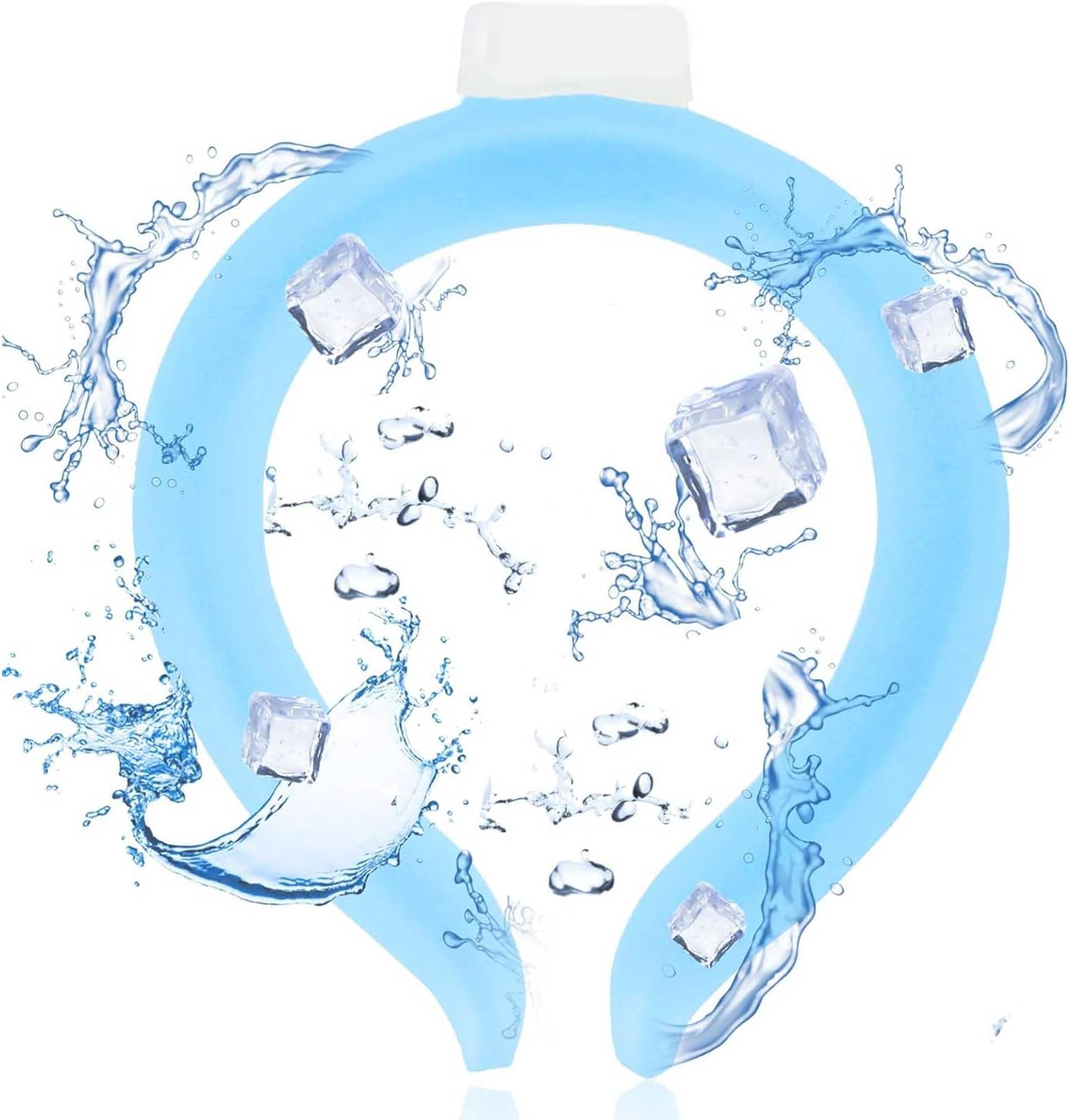 Neck Cooling Tube Reusable Wearable Ice Neck Cooler Wearable Body Cooling Ring for Outdoor Indoor for Hot Flashes and Summer (Blue)