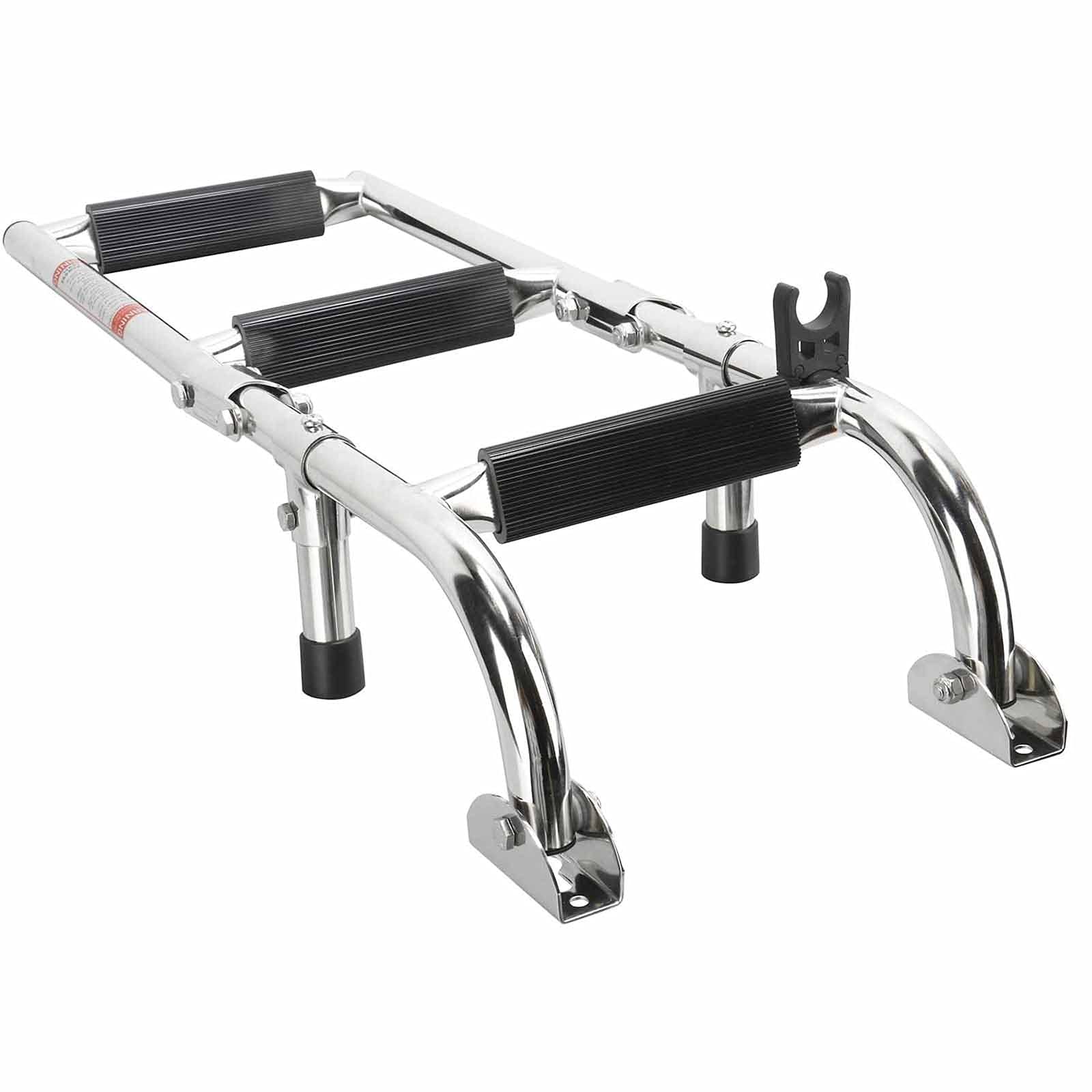 Stainless Steel Boat Ladder Swimming Pool Folding 3-Step Dock Boat Boarding Ladder for Side, Stainless Stern Mount Ladder for Marine Pontoon, Yacht & Fishing Boat, with Wide Tread & Flip-up Hinge