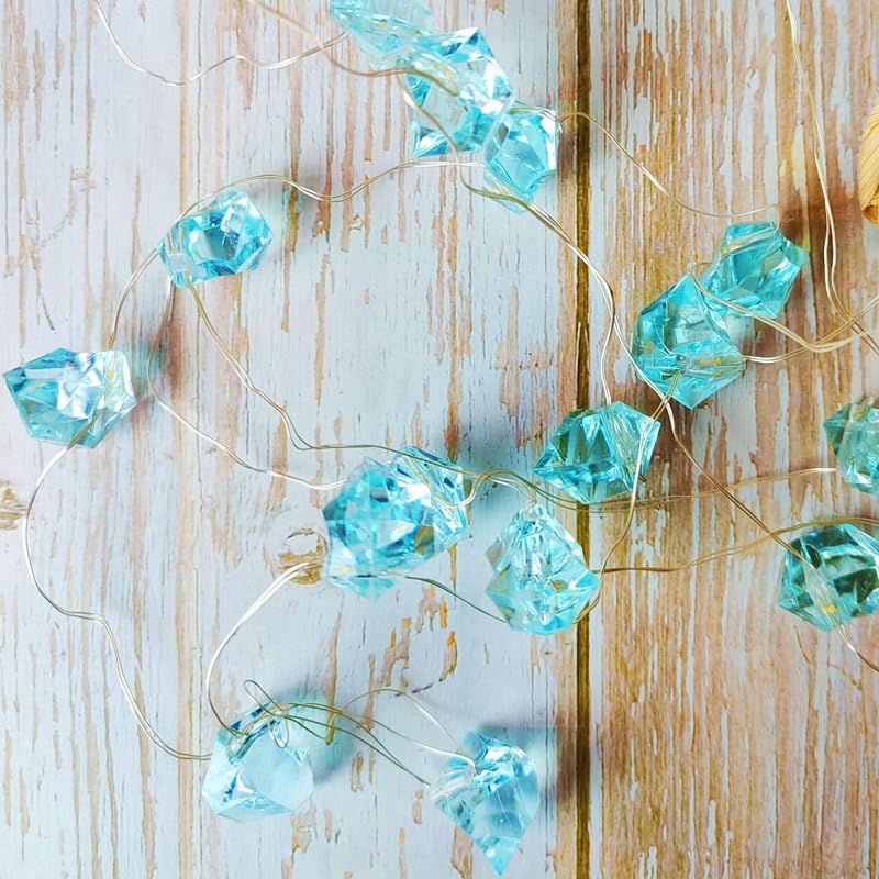 MUCHER 30 Battery Operated Crystal String Fairy Lights 3M Fairy Lights for Wedding Balcony Wall Bedroom Home Decor (Blue)
