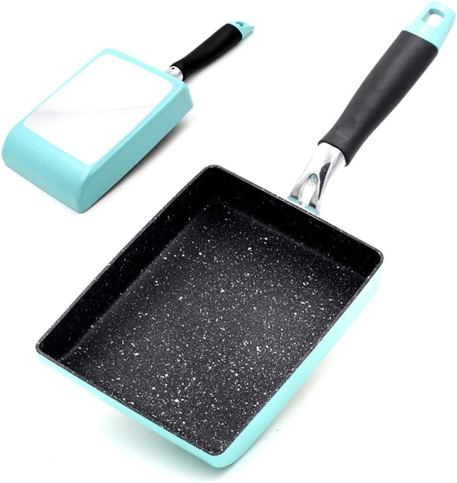 Tamagoyaki Japanese Omelette Pan/Egg Pan, Colour Collection/Hard Anodized Non-Stick Coating Carbon Steel Pan (PFOA Free) Rectangle Frying Pan Mini Frying Pan (Light Blue)