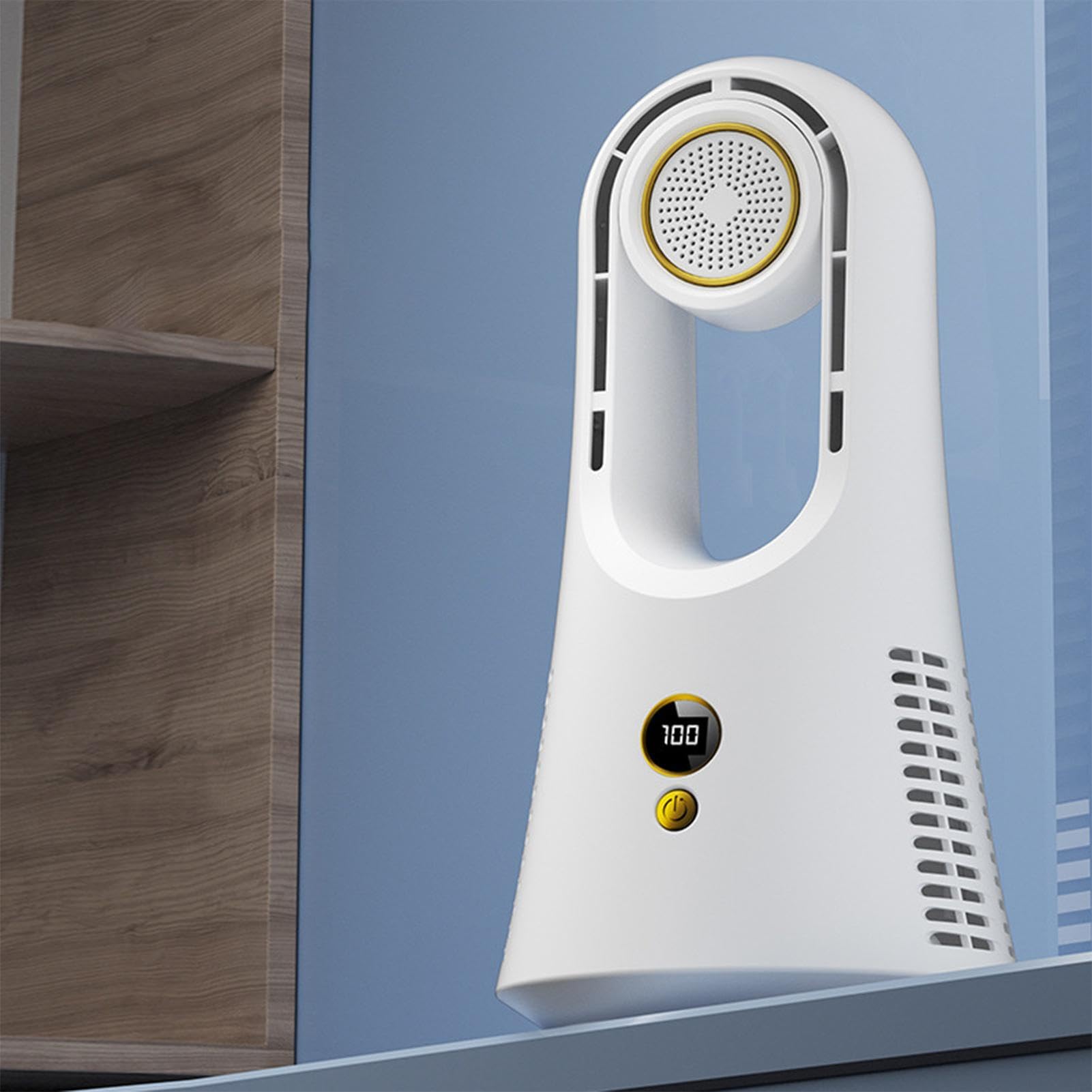 Ventilatore Senza Pale da Tavolo Con box per aromaterapia 6 velocità | Con luce e timer ventilatore da scrivania Per ufficio, comodino, campeggio, viaggio