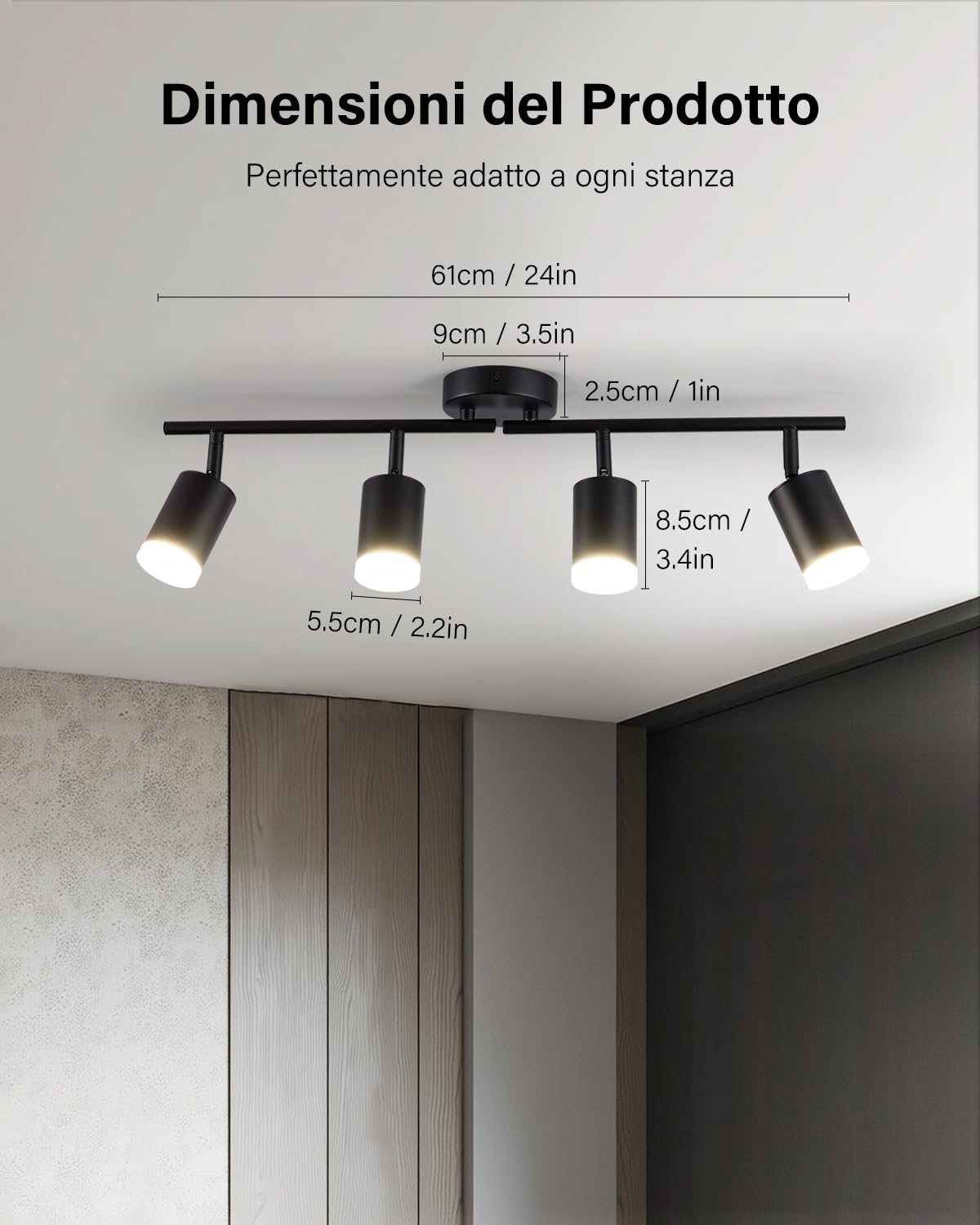 Lampadario A Faretti LED Leselux 6 Luci - Orientabile, Nero, GU10, Per Cucina E Soggiorno - Foto 11