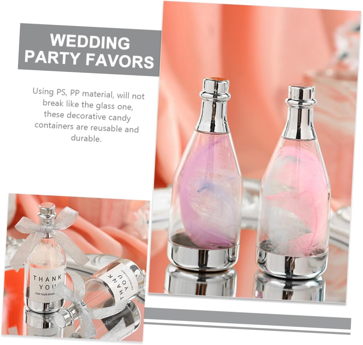 Gogogmee 24pcs Simulated Bottle Candy Boxes Wedding Candy Bulk Party Favor Bottles Shaped Box Pp Material Clear View Wedding Decorations