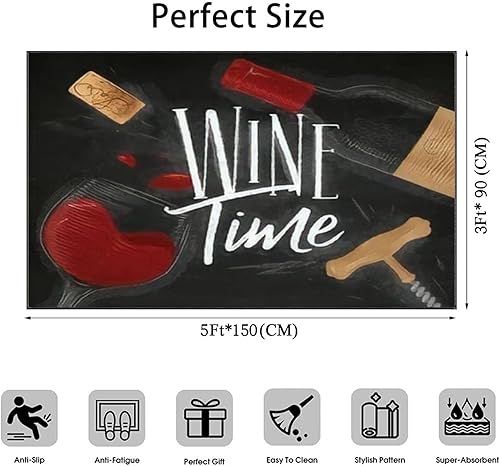 Miniatura 2 de Alfombra de dibujo con botella ilustrada de vino con letras de vino, sacacorchos de vidrio, alfombra de dibujo, alfombra de patio al aire libre,