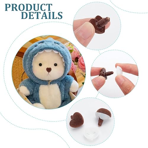 Miniatura 4 de PH PandaHall 36 piezas de nariz de seguridad flocada, 3 tamaños, narices de corazón, manualidades, narices amigurumi, nariz rosa, terciopelo de