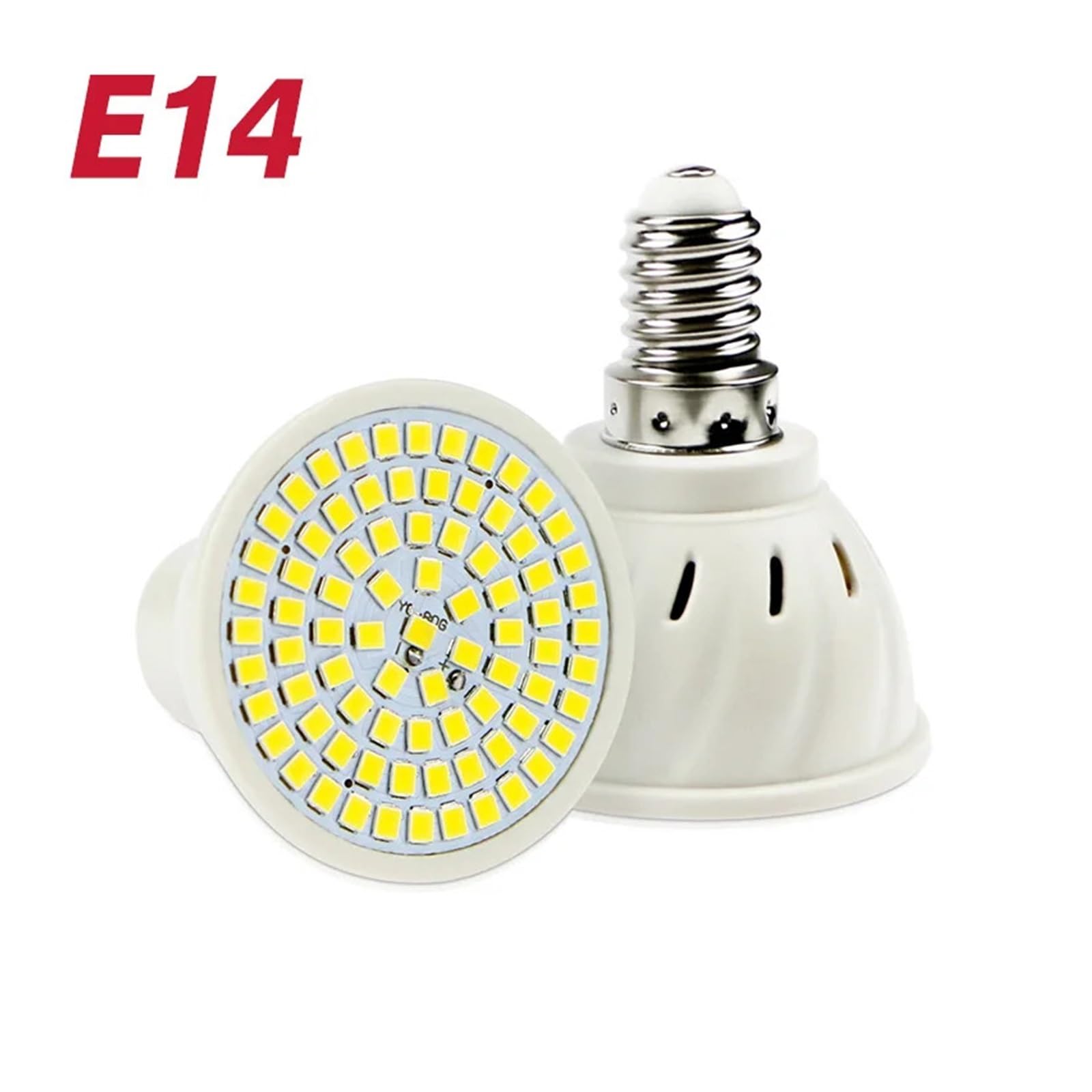 Générique Żarówka LED GU10, E27, E14, 220 V, 240 V, 48, 60 lub 80 LED, reflektor 2835 SMD, oświetlenie (ciepła biel, E14_48 LED)