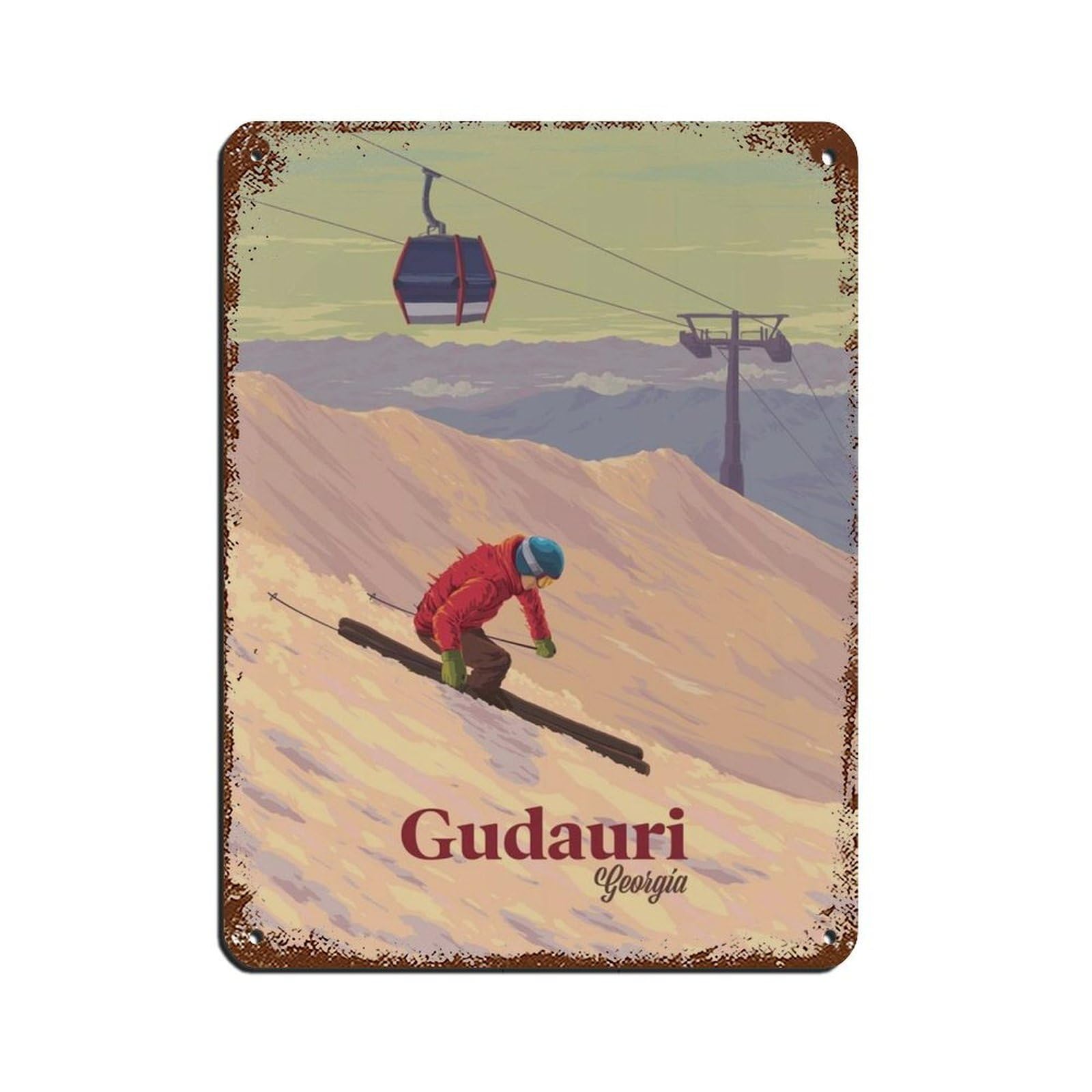 Poster metal Gudauri finition retro de qualite superieure