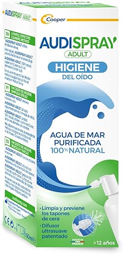 AUDISPRAY Adult for Daily Ear Hygiene with 100% Purified Sea Water, Cleans and Prevents the Formation of Wax Plugs, 50 ml