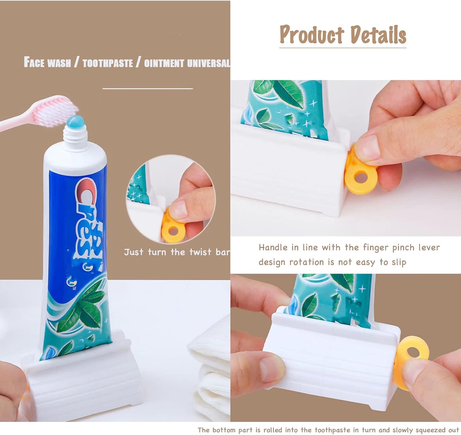 A&H Zier 3 Pack Toothpaste Squeezer|ABS Toothpaste Dispenser|Extra Large Tube Roller Squeezer|Manual Toothpaste Holder for Bathroom|Multi-Purpose Rolling Toothpaste Saver|Cleanser Tube Stand Storage : Home & Kitchen