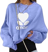 ORANDESIGNE Y2K Women's Original Letter Print Sweatshirt Long Sleeve Round Neck Loose Vintage Casual Sweaters Tops Blouse Streetwear