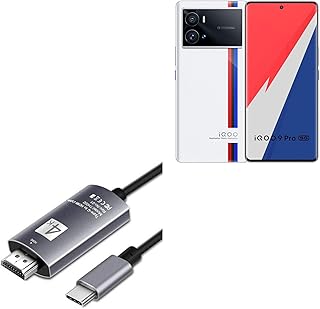 BoxWave Cable Compatible with iQOO Neo 9 Pro - SmartDisplay Cable - USB Type-C to HDMI (6 ft), USB C/HDMI Cable - Jet Black