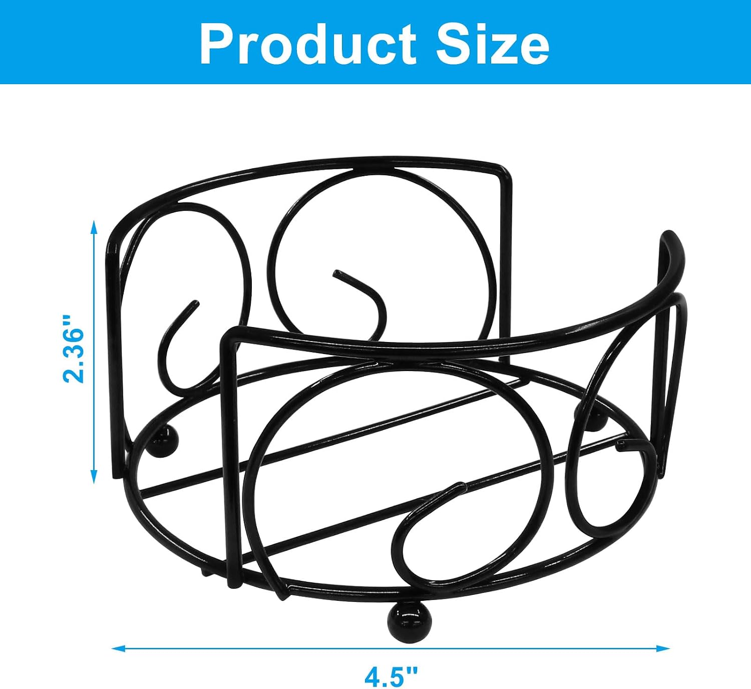 Hordion 4 Pack Metal Coaster Holder, 4.5 Inch Black Iron Coaster Stand | Ideal for Square or Round Coaste Set