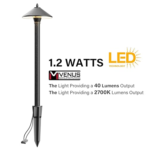 Miniatura 3 de VENUS MANUFACTURING Iluminación LED de paisaje de bajo voltaje de 1.2 W con transformador de bajo voltaje de 200 W, kit de luces de camino de