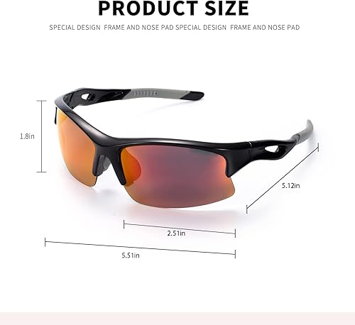 Miniatura 3 de Youmuku Lentes de sol para hombre, lentes de sol deportivos polarizados para correr, ciclismo, golf, pesca, conducción, lentes de sol para mujeres y