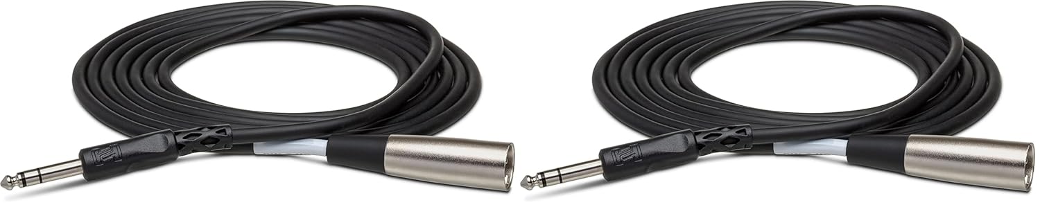 HOSA STX-102M 1/4" TRS to XLR3M Balanced Interconnect Cable, 2 Feet (Pack of 2)