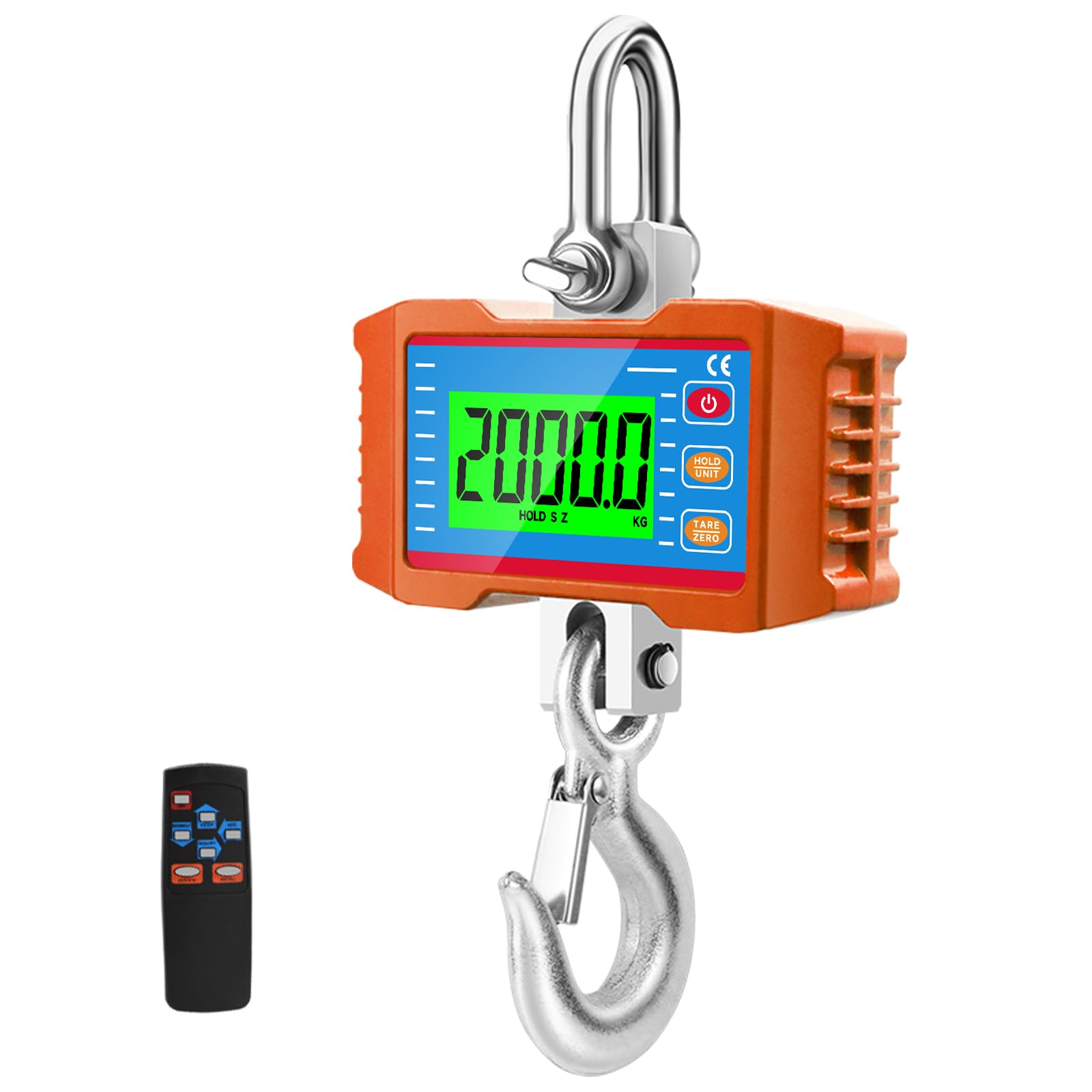 Bilancia sospesa, 2000 kg/4400 lbs, bilancia digitale sospesa, display LCD, bilancia portatile elettronica con telecomando, bilancia industriale con sensore preciso (senza batteria)