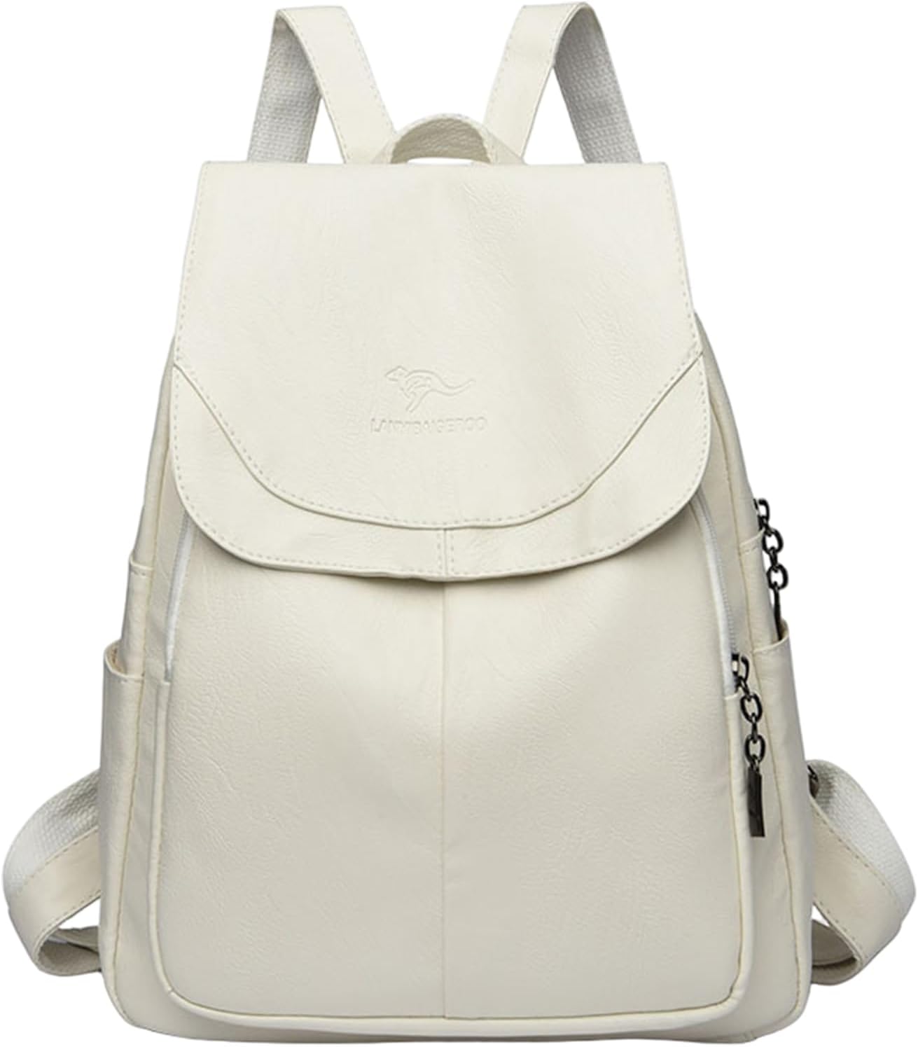 Leather Backpack Women, Elegant White Women's Fashion Backpacks, Soft PU Leather Casual School Bag for Travel Outdoor..