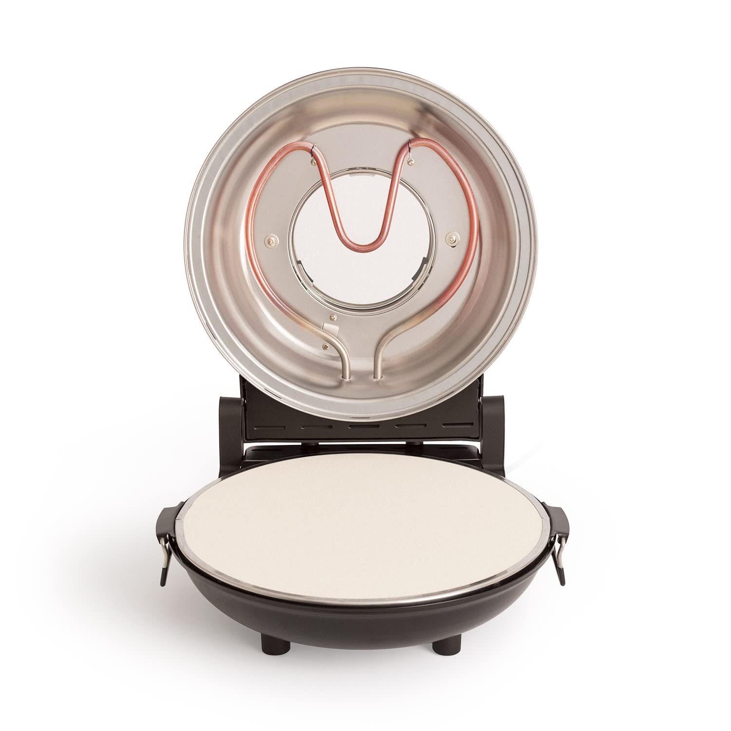 CREATE/PIZZA MAKER/Four à pizza électrique noir/Base en pierre spéciale pour la cuisson des pizzas, 31 CM de diamètre, 1200 W, température jusqu'à 350°, niveaux de puissance 5, arrêt automatique