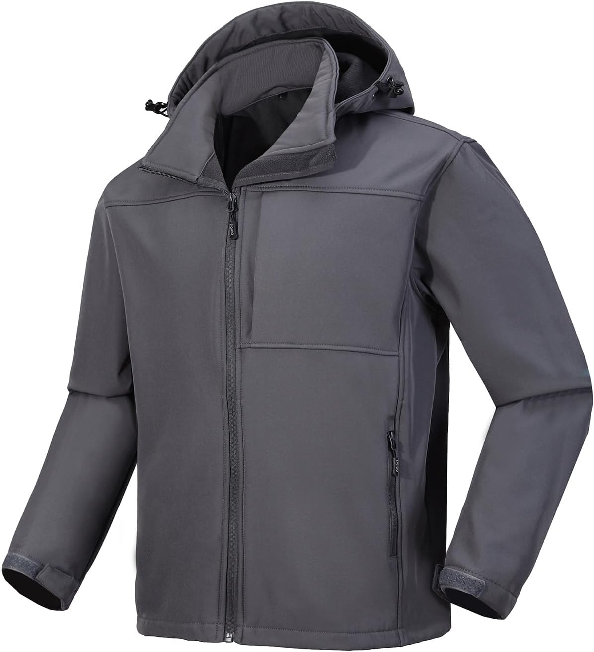 EIGIOO Men's Softshell Jacket Tactical Waterproof Fleece Lined with Hood Windbreaker Rain Shell Outerwear for Outdoor Hiking