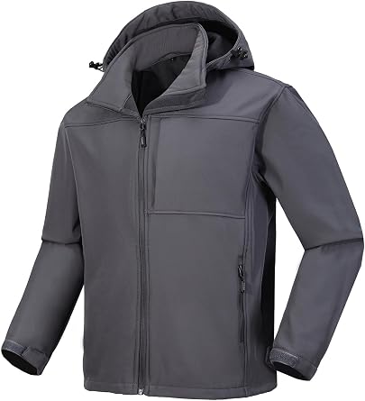 Mens Softshell Hooded Jacket Lightweight Windbreaker Outerwear