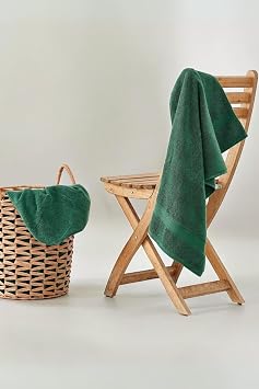 Premium El & Yuz & Sa  Havlusu,%100 Pamuk, Antibakteriyel, Premium Kaliteli, Y ksek Su Emici, Pamuktan Daha Yumu ak, 50 x 90 cm, 500 GSM Koyu Ye il