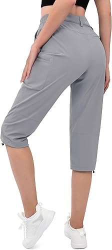 Miniatura 2 de MAGCOMSEN Pantalones capri de senderismo para mujer, ligeros, elásticos, resistentes al agua, con 5 bolsillos para exteriores