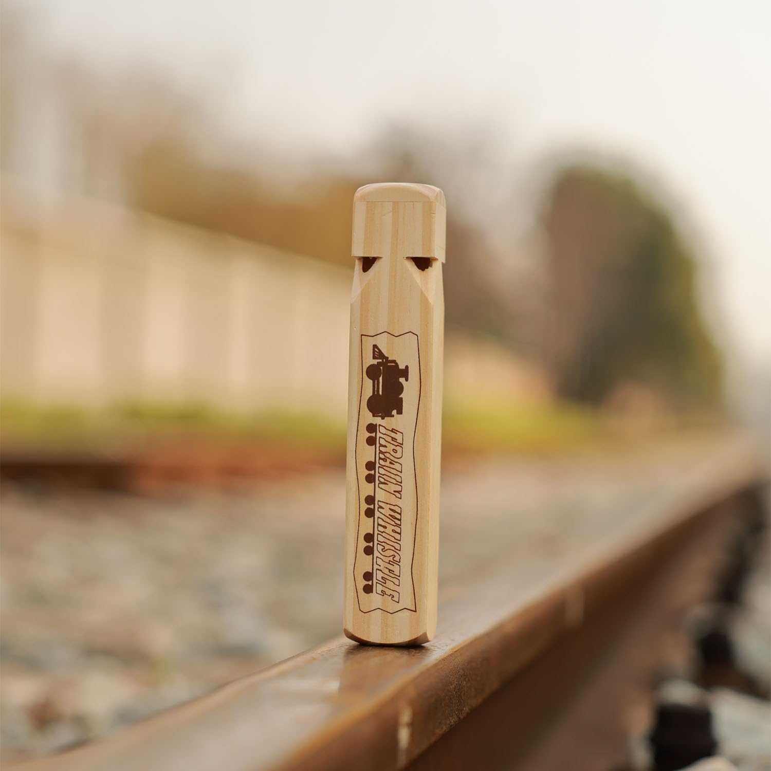 Crystaljun 2 PCS-Wooden Train Whistle Musical Toy for Kids (4 Tone),Theme Birthday Decorations, Goodie Bag Filler, Stocking Stuffers,Train Party Favors, Small Game Prizes, Noisemakers.