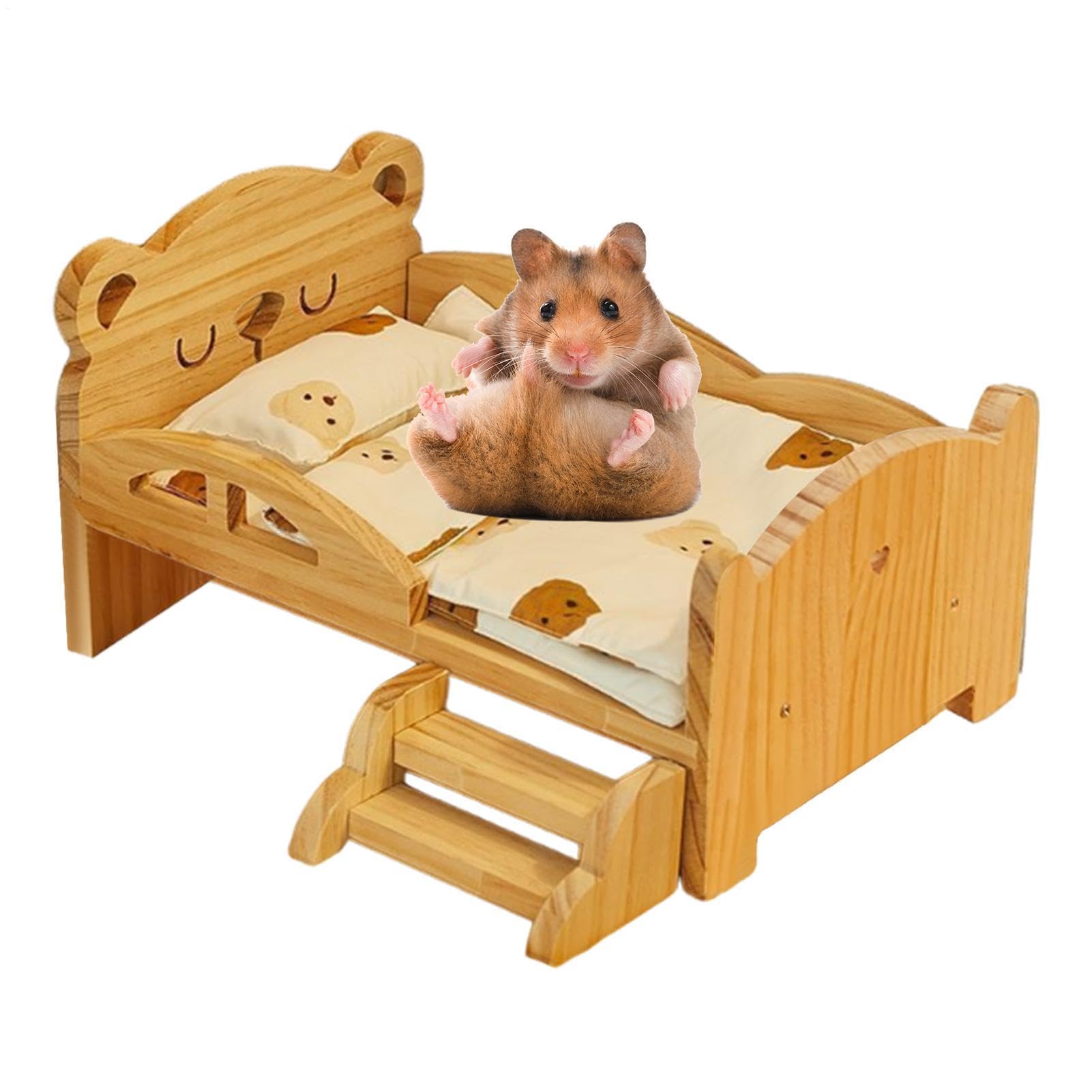 Lecho para Erizos de Descanso en Madera Natural para Animales Pequeños | Cama Habitable de Madera para Pequeños Roedores Enanos para Hámster, Cobaya, Erizo, Chinchilla, Jerbo, Conejo y