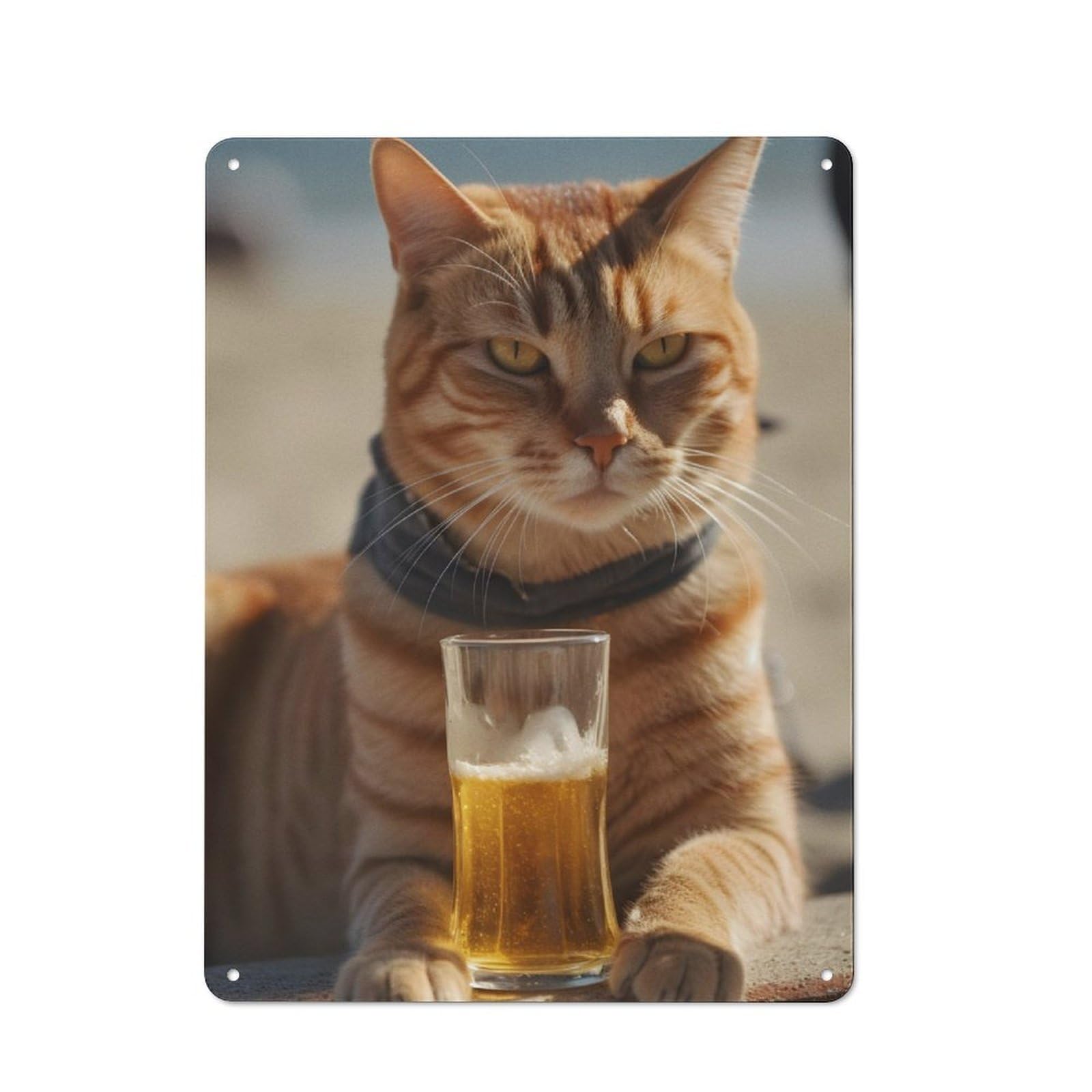 Junmoney Funny Cat And Beer Vintage Metal Plaque 40X30cm For Man Cave Or Games Room, For An Autumn Update To Man Cave And Games Room