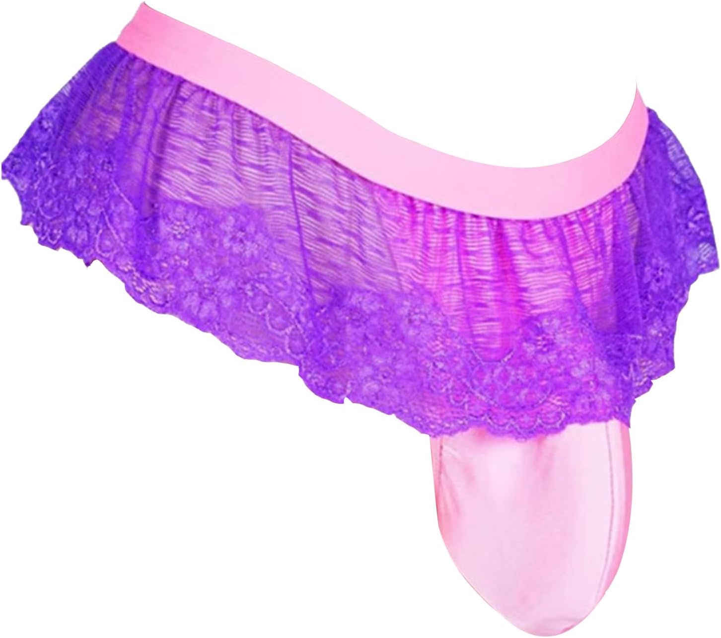 Mens Sissy Skirt Lace Thong Briefs Sexy Lingerie Crossdressers Underwear Panties with Pouch