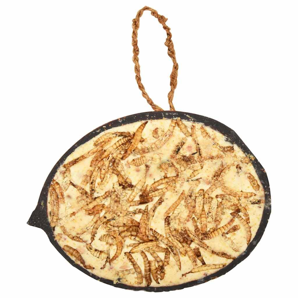 Karma dla ptaków wypełniona połówkami orzechów kokosowych, 10 szt., 290 g, z nasionami, orzechami, mączniakiem i pestkami słonecznika, wysokoenergetyczna, całoroczna karma dla dzikich ptaków
