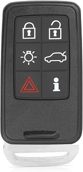 Keyecu Replacement Smart Remote Car Key Fob for Volvo S60 S80 V40 V60 V70 XC60 XC70 2007-2016 KR55WK49266 902MHz ID46 Chip 6 Buttons