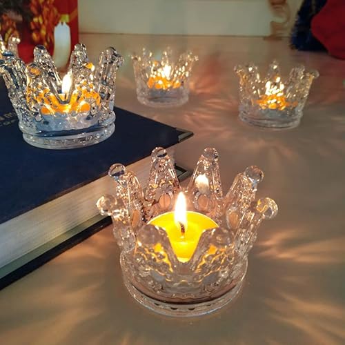 Soujoy 18 Pack Tealight Candle Holder, Glass Crown Candle Holder, Crystal Votive Candle Stand For Dining Table Centerpiece Home Decor Wedding Part #TOP3