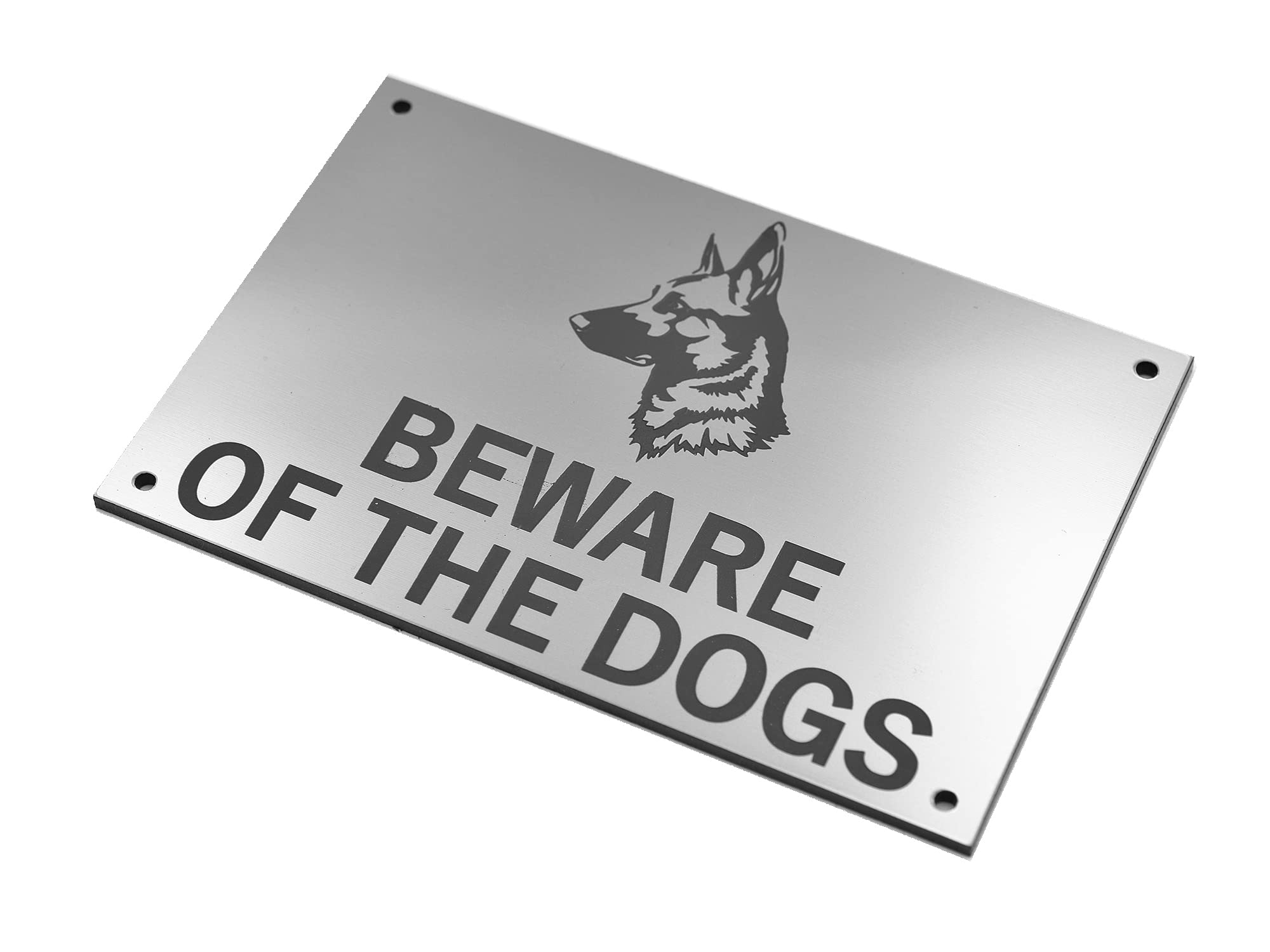 Origindesigned Silver German Shepherd Beware Of The Dogs Sign - Easy To See Warning, Indoor/Outdoor Notice, Deterrent Sign (Large Dogs, )