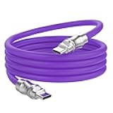 IYUANEPRO USB C to USB C Silicone Cable 10FT, Ultra Flexible & Soft USB Type C 100W Fast Charging Cable, Geek Industrial PD Data Transfer for Phones,Tablet,Laptops(Purple)