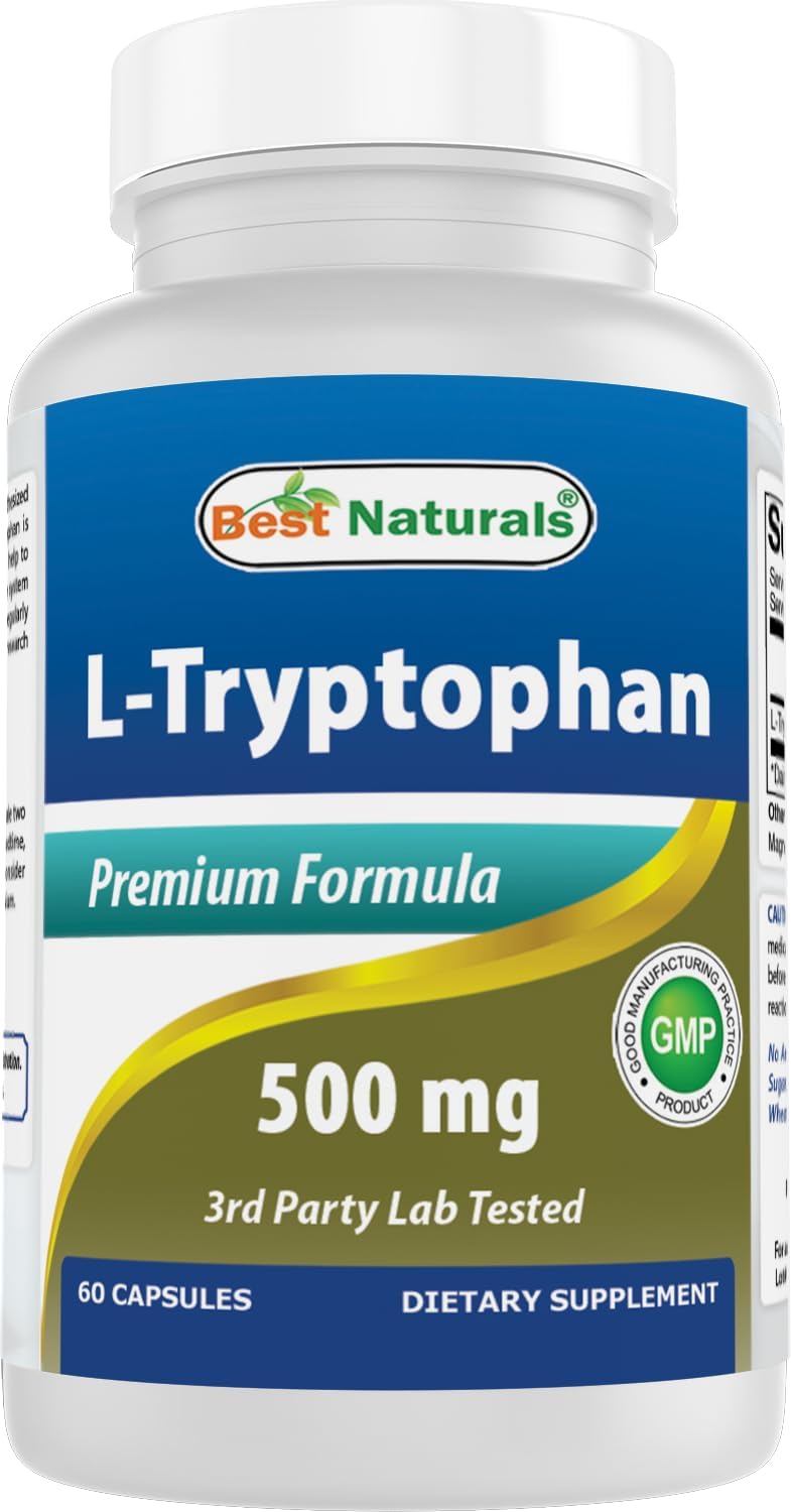 Best Naturals L-Tryptophan 500 mg 60 Capsules (60 Count (Pack of 1))