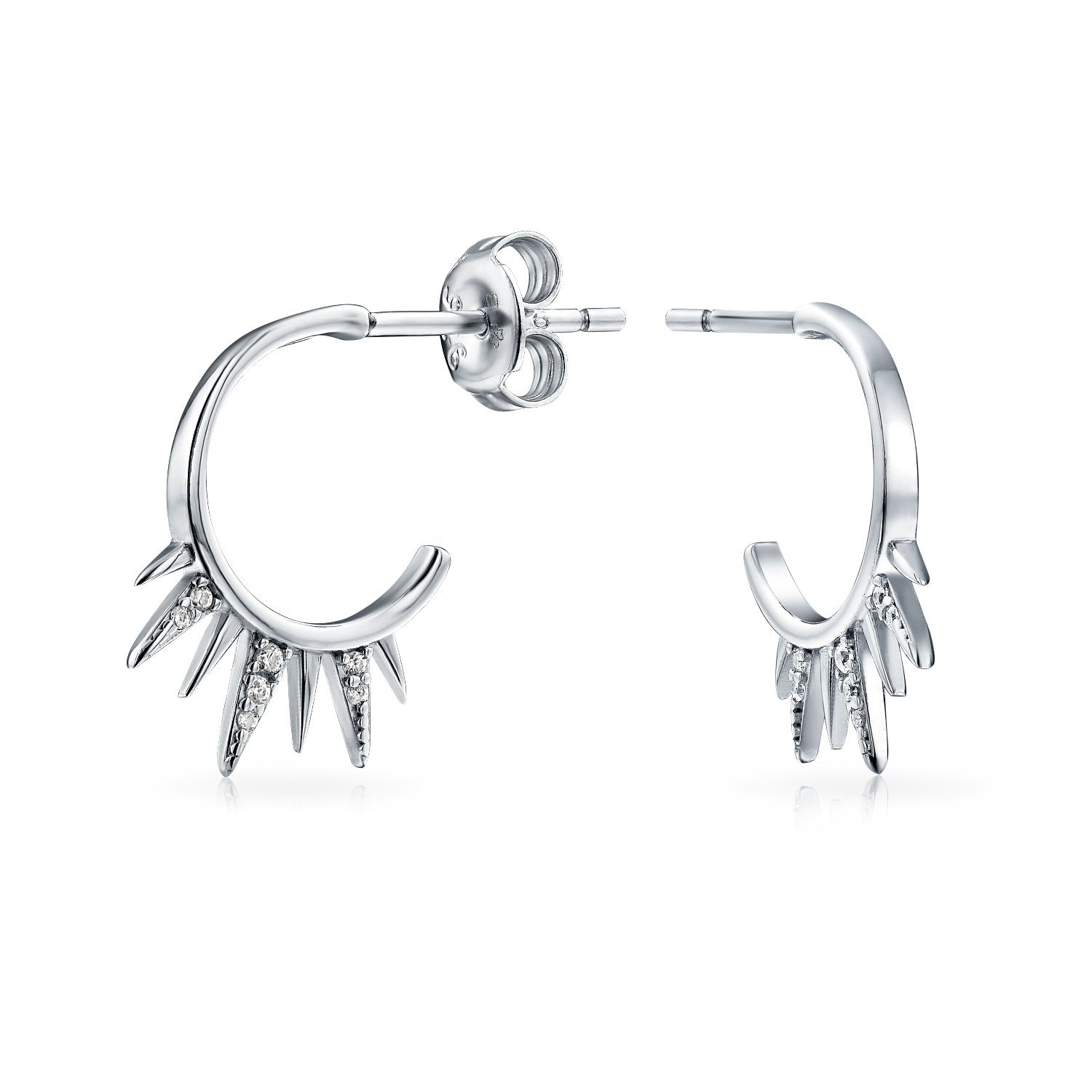 Pendientes góticos de plata .925 con 5 picos y circonio cúbico 6