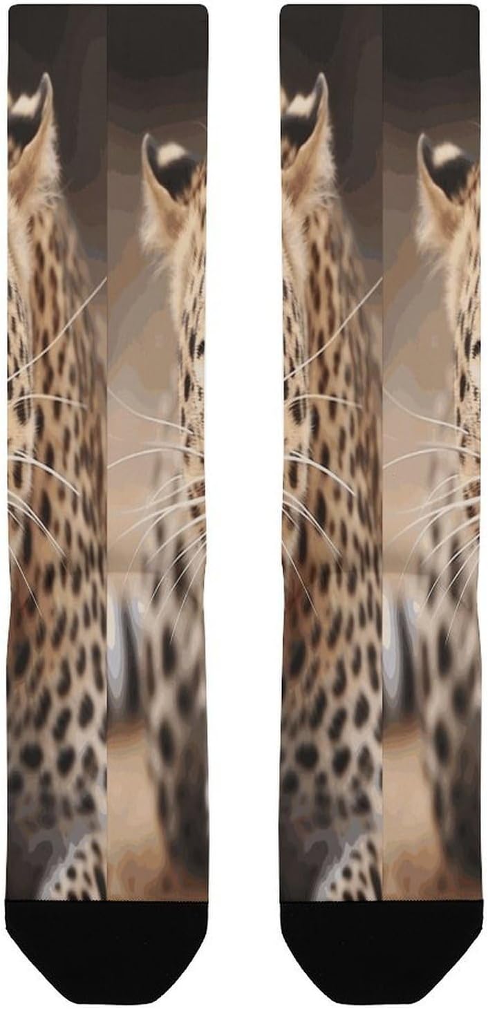 Leopard Roars Cool Animal Crew Socks Calf Socks Athletic Crew Sock