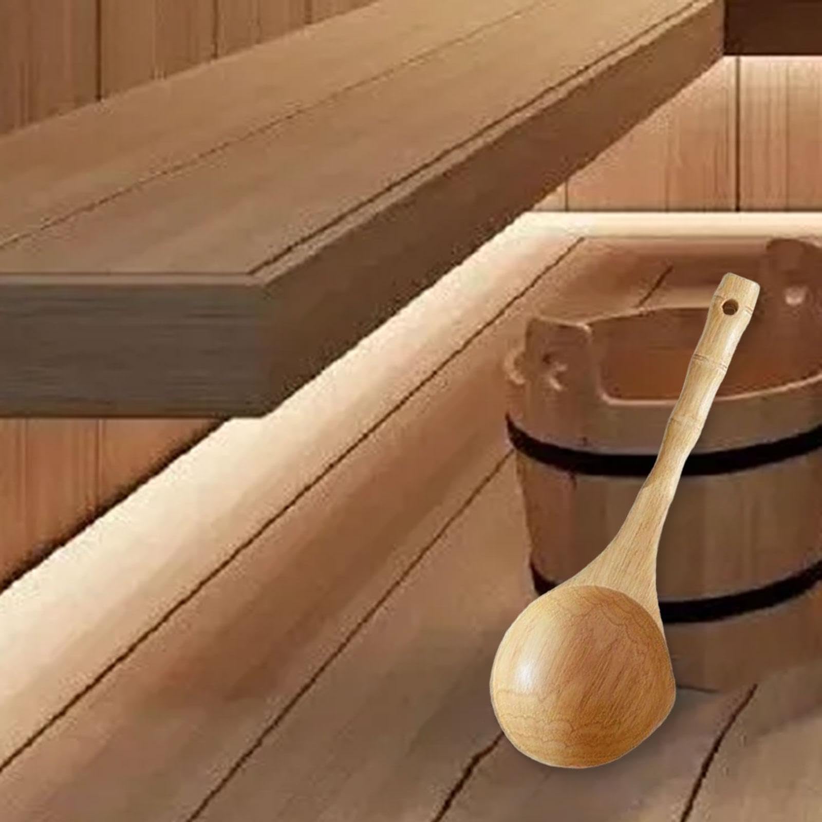 Louche en Bois pour Sauna et SPA, Cuillère à Eau en Bois Massif avec Manche Long