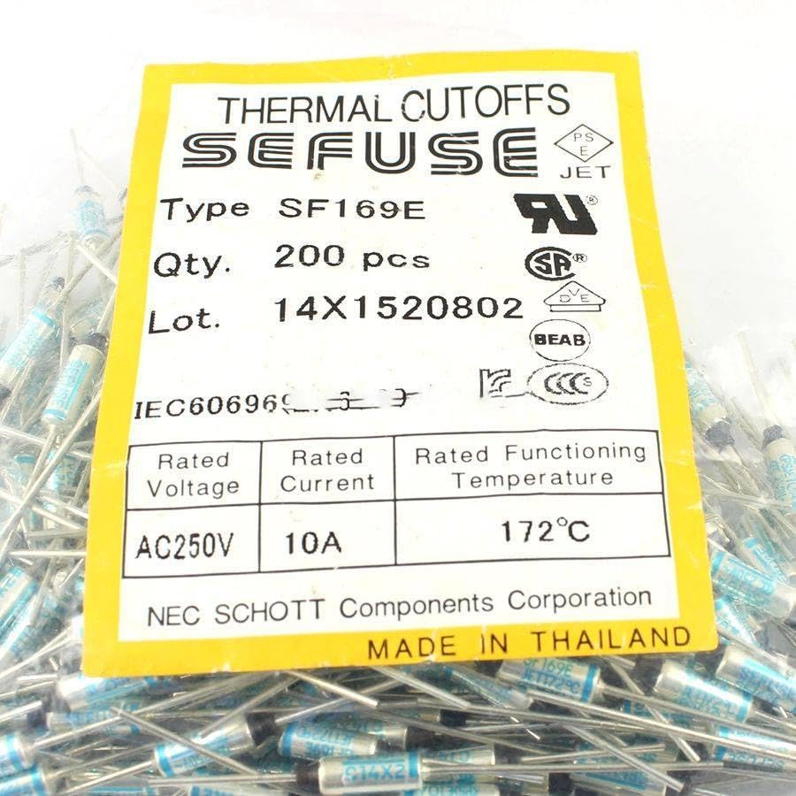 100 Pcs Thermal Fuse 172 Degree TF Cutoff 250V 10A SF169E