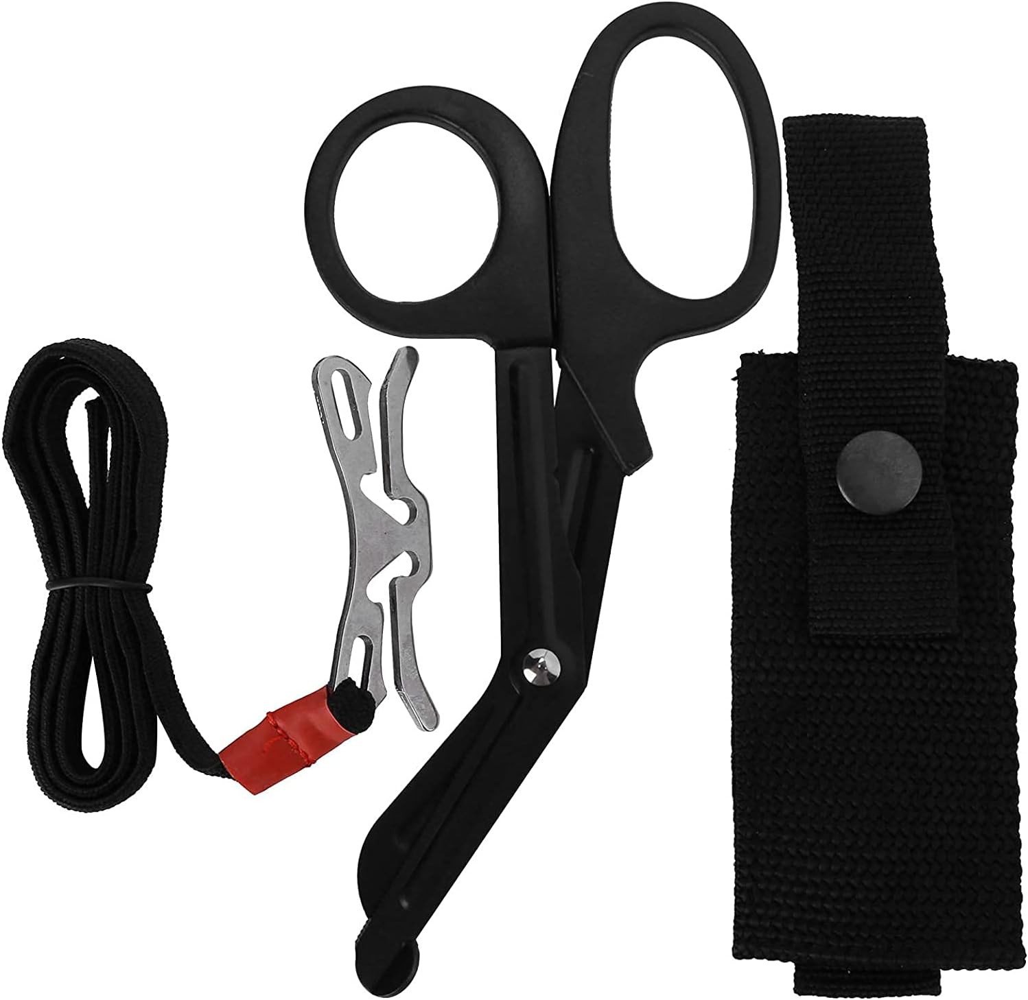 Tourniquets First Aid Kit, Medical Scissor Pouch, with Bandage Scissors+Tourniquet+Scissors Bag for Car Vehicle Outdoor Tactical SWAT Trauma Kit Stop The Bleed, One Hand Self Application (Black)