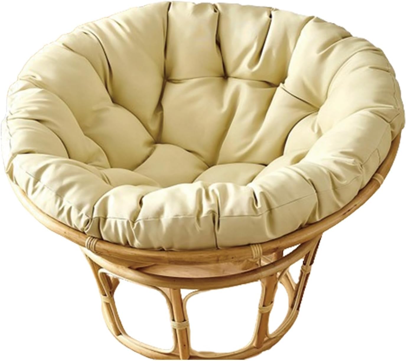 Cojín de ratán mullido y grueso para butaca giratoria Papasan en color crema